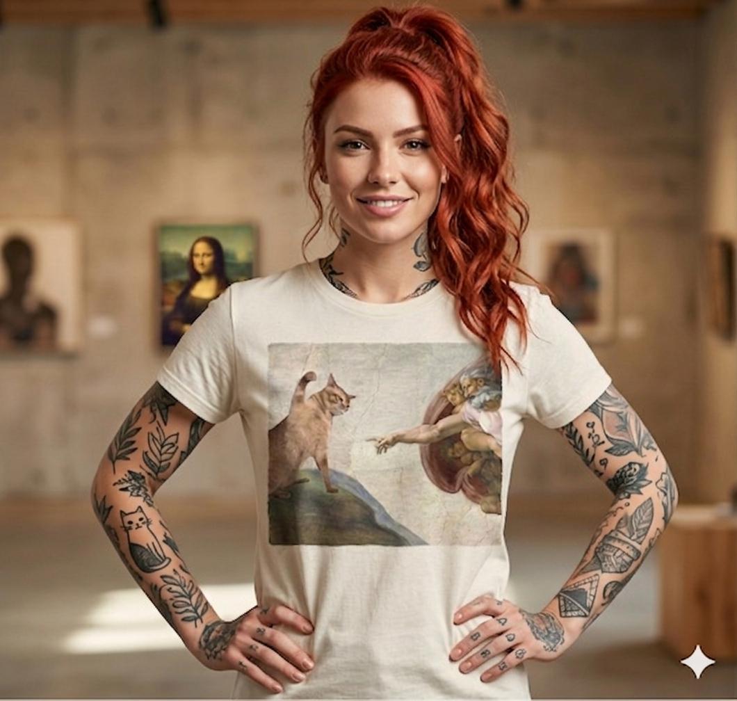 Camiseta branca Gatos na Arte pronta entrega